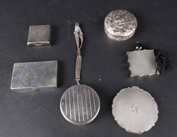 Six Sterling Silver Boxes and Compacts (1 of 14)