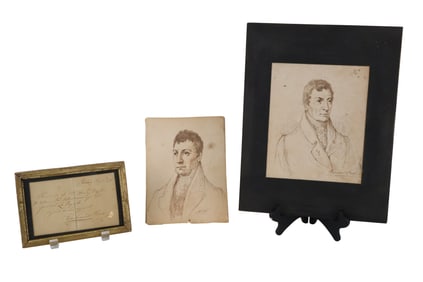 Two Drawings of General LaFayette, Pen and Sepia Ink on Paper