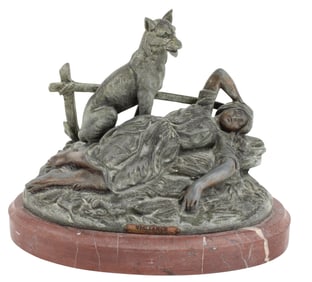 Charles Georges Ferville-Suan, Danish 1847-1925, Vigilance, Patinated Metal