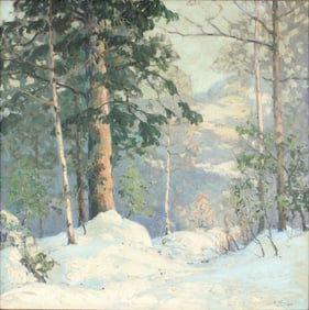 Walter Koeniger, 1881-1943, Snow Covered Forest, Oil on Canvas