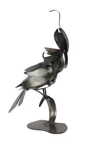 Abstract Parrot on Branch, Welded Metal Sculpture (1 of 6)