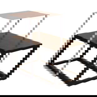 Cassina "261 Note" Side Table: Cassina "261 Note" Side TableDesigned by Piero Lissoni, comprising, a black oak rectangular low table with a grey aluminum square table.Overall: 23 x 28 x 15 1/2 in. (58.4 x 71.1 x 39.4 cm.)