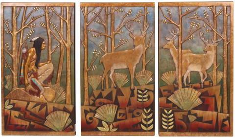 Tammy Garcia, 1969-, Hunter's Bounty, Bronze Triptych Panel (1 of 15)