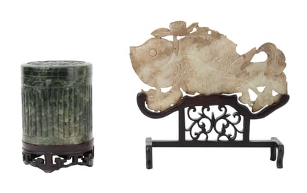 Two Chinese Hardstone Table Articles