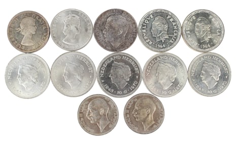 Twelve Assorted Foreign Silver Coins