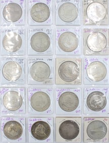 Twenty South African 5 Shilling and .50 Cent Silver Coins
