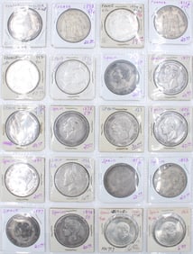 Twenty France and Spain Silver Coins