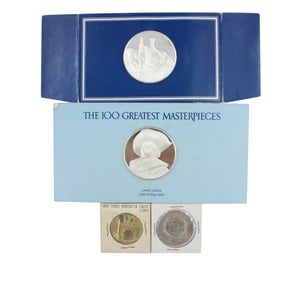 Thirty Assorted Tokens and Commemorative Coins