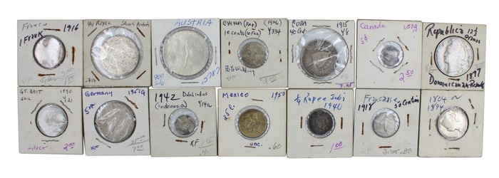 Sixty-Nine Assorted Foreign Silver Coins