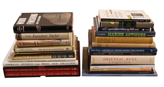 Assorted Books on Antiques, Collection Guides, and Manuals