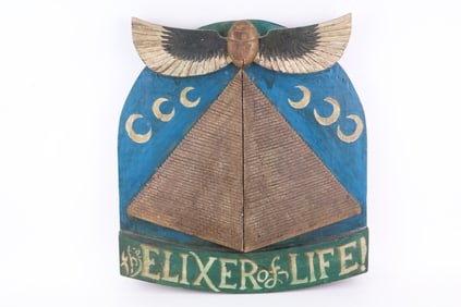 Vintage "Elixer of Life" Painted Wood Sign