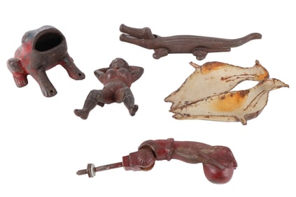 Four Painted Cast-Iron Figural Table Articles