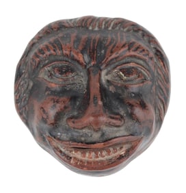 Cold-Painted Red Earthenware "Face" Bank