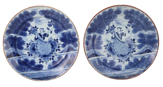 Two Similar Delft Tin Glazed Chargers