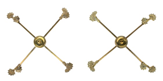 Two Regency Style Brass Adjustable Dish Crosses