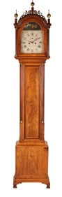 Federal Brass-Mounted Inlaid Mahogany Tall-Case Clock