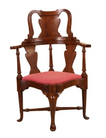 Queen Anne Style Fruitwood Corner Armchair