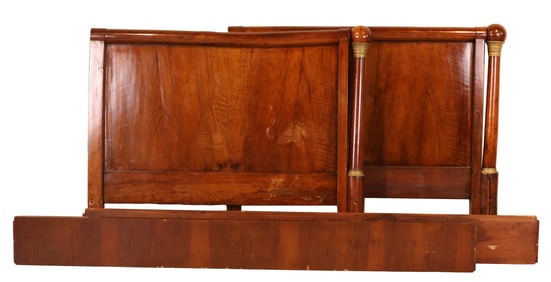 Empire Gilt Bronze Mounted Mahogany Bed