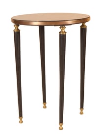 Louis XVI Style Marble Top Steel & Bronze Gueridon
