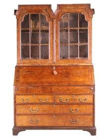 Queen Anne Walnut Double Dome Secretary Desk