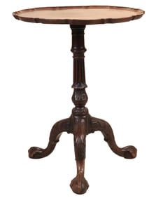 George III Carved Mahogany Scalloped Top Candlestand