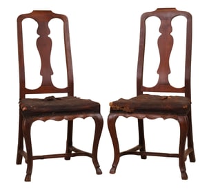 Pair of Baroque Mahogany Side Chairs