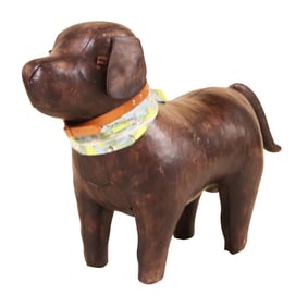 Omersa Brown Leather Labrador Footstool