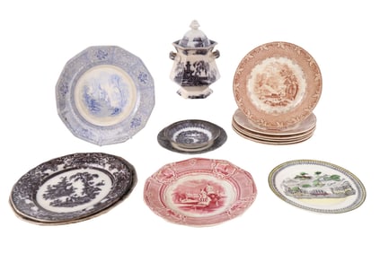 Fourteen Assorted Transferware Table Articles