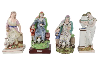 Four Glazed Porcelain Figures