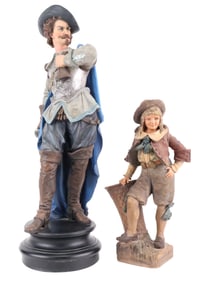Two Ceramic Figures, Musketeer and Young Boy