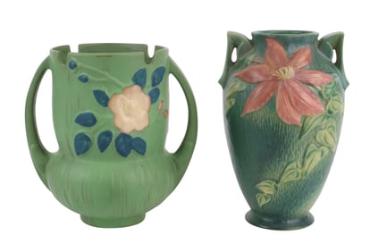 Two Roseville Pottery Double Handled Vases