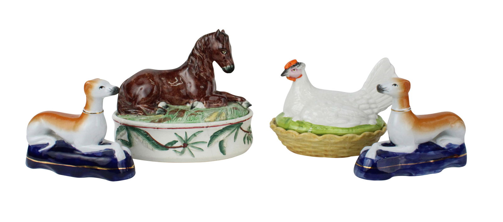 Pair of Staffordshire Pottery Whippets (1 of 14)