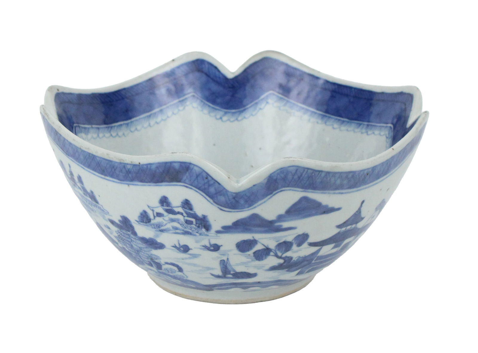Chinese Export Canton Blue and White Square Bowl (1 of 7)