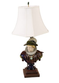 Glazed Porcelain Bust of a Renaissance Gentleman