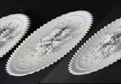 Pair of Bisque Porcelain Wall Plaques of Putti (1 of 13)