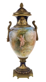 Sevres Ormolu-Mounted Covered Vase, Of Impressive Size