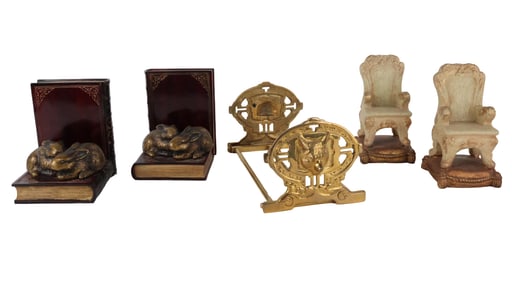 Pair of Book-Form Bookends with Rabbits