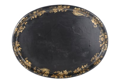 Parcel-Gilt and Black Papier Mache Tray