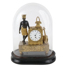 A Louis-Philippe Ormolu and Patinated Bronze 'Au Bon Sauvage" Mantel Clock