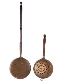 Two Pierced Copper Bed Warmers