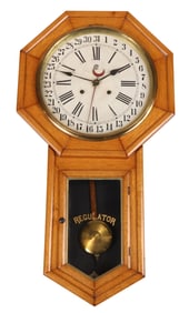 Waterbury Oak Regulator Clock