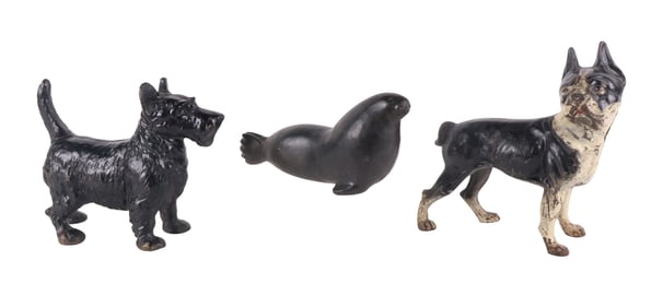 Two Dog Form Cast-Iron Doorstops