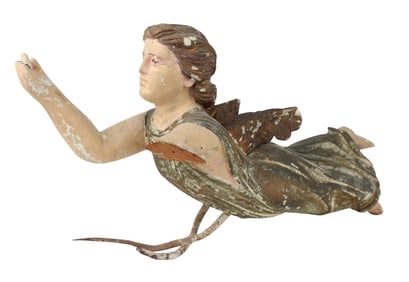 Carved and Painted Wood Angel