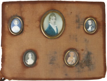 Collection of Five Oval Portrait Miniatures