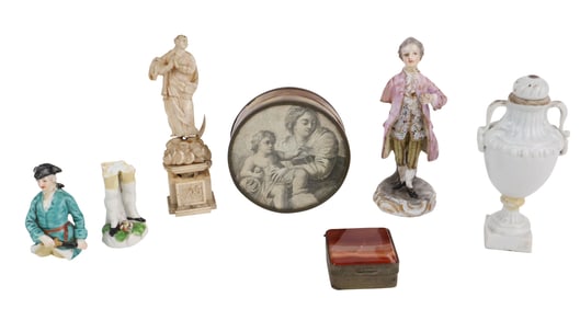 Group of Assorted Small Porcelain Figures and Boxes