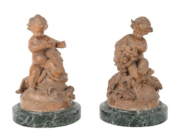 Two French Terracotta Figures of Putti