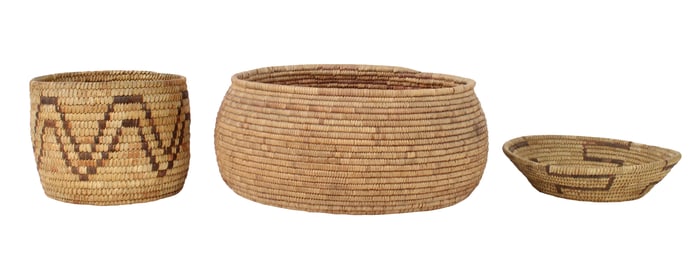 Three Native American Woven Baskets