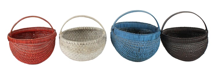 Four Stained Wicker Baskets