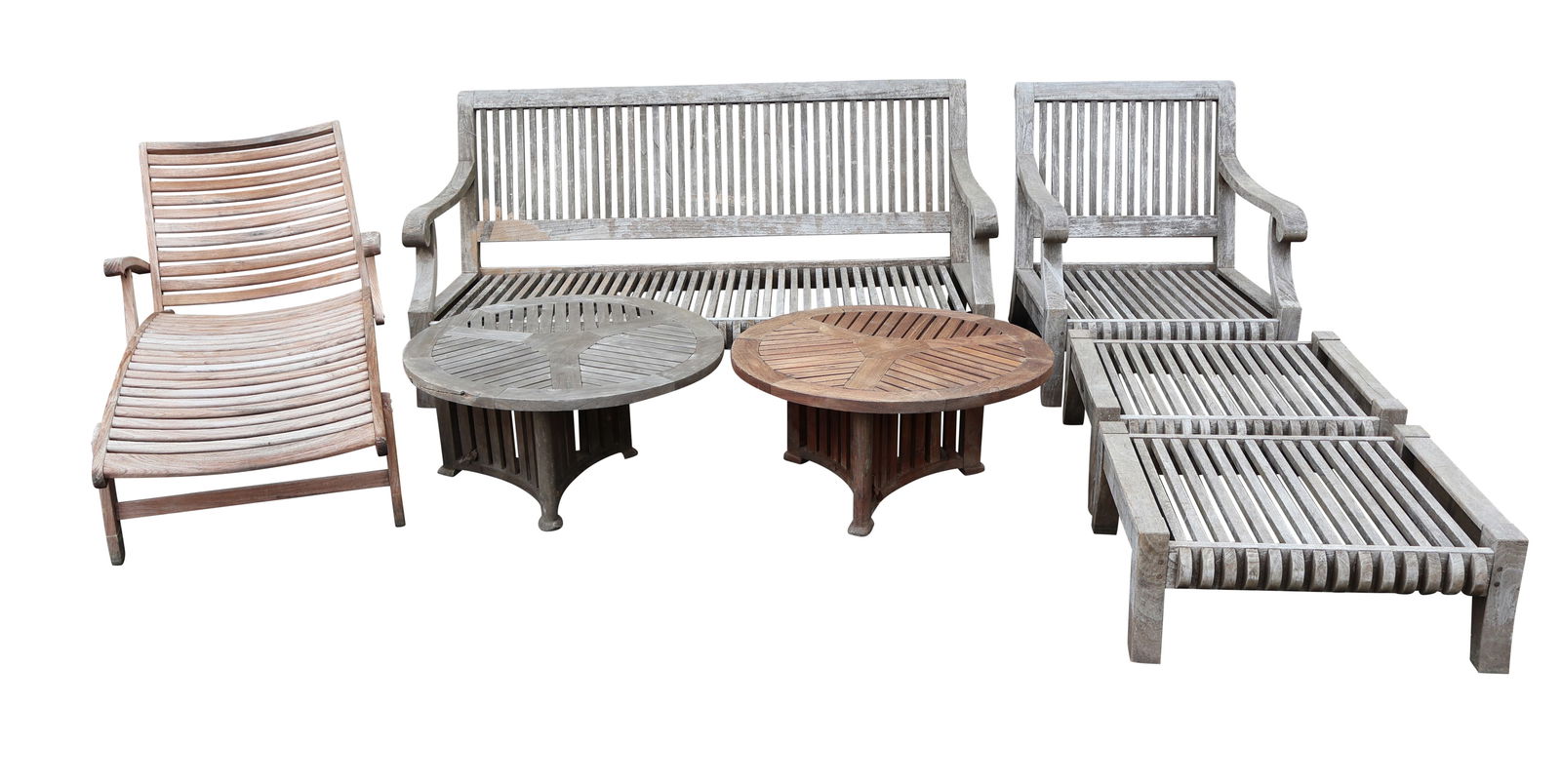 Smith and Hawken Teak Sofa, Club Chair, and Ottomans (1 of 11)