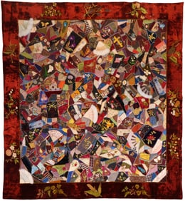 Intricate Hand Sewn Crazy Quilt
